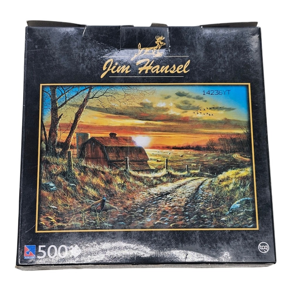 Jim Hansel Farmstead 500 Piece Jigsaw Puzzle TCG Sure-Lox 14236YT Sunset Barn - Picture 2 of 5